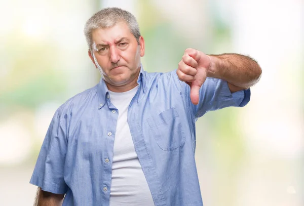 Bello Uomo Anziano Sfondo Isolato Che Sembra Infelice Arrabbiato Mostrando — Foto Stock