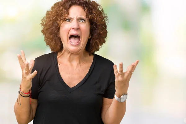 Beautiful Middle Ager Senior Woman Isolated Background Crazy Mad Shouting — Stock Photo, Image