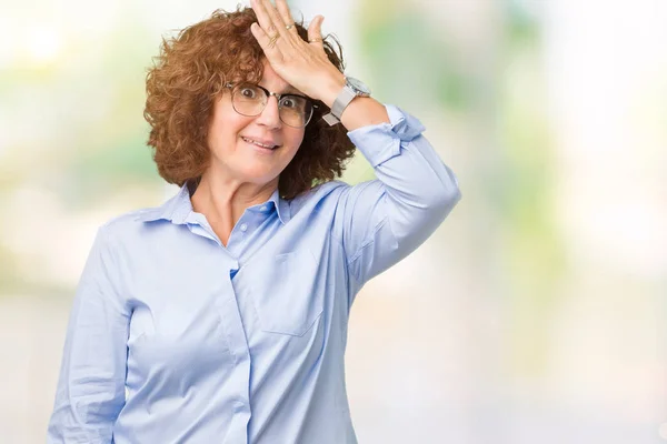 Krásné Prostřední Ager Senior Businees Žena Nosíš Brýle Izolované Pozadí — Stock fotografie