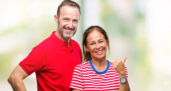 Middle Age Hispanic Couple Love Isolated Background Smiling Happy Face — Stock Photo, Image