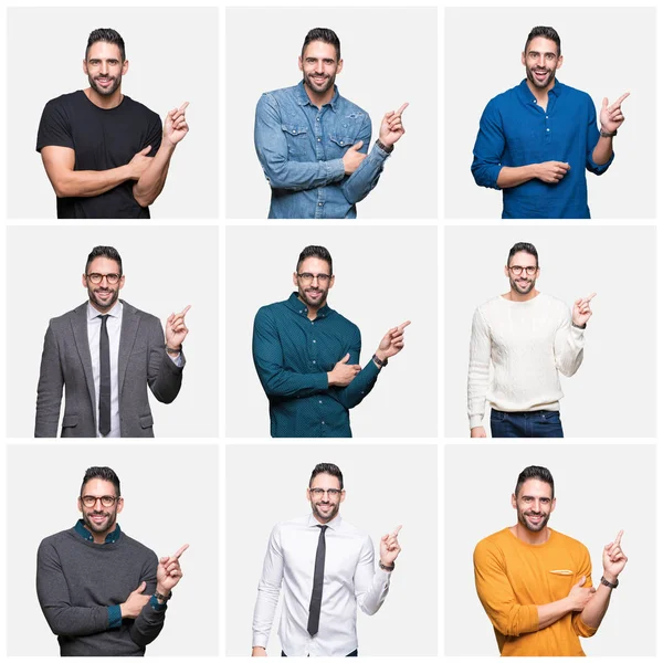 Collage Hombre Guapo Sobre Fondo Aislado Con Una Gran Sonrisa — Foto de Stock