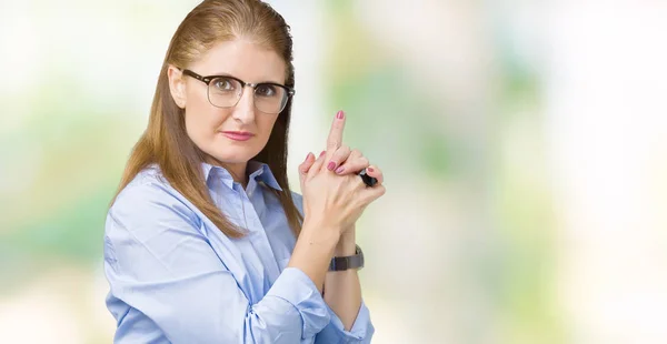 Schöne Reife Geschäftsfrau Mittleren Alters Mit Brille Über Isoliertem Hintergrund — Stockfoto