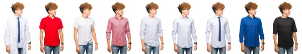 Collage Young Man Wearing Different Looks Isolated White Background Looking — Stock Photo, Image