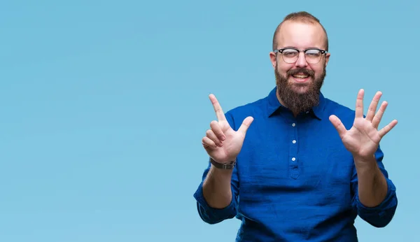 Jeune Homme Hipster Caucasien Portant Des Lunettes Sur Fond Isolé — Photo