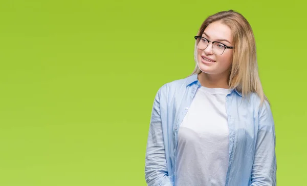 Jeune Femme Affaires Caucasienne Portant Des Lunettes Sur Fond Isolé — Photo