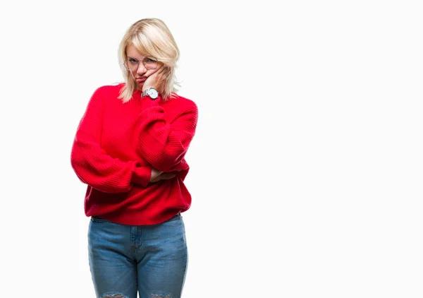 스웨터와 금발의 우울증 — 스톡 사진