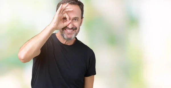 Handsome Middle Age Hoary Senior Man Isolated Background Doing Gesture — Stock Photo, Image