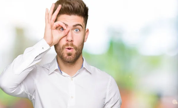 Young Handsome Business Man Doing Gesture Shocked Surprised Face Eye — Stock Photo, Image