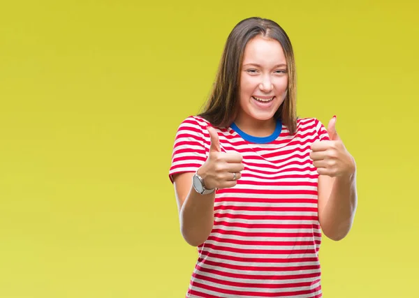 Young Caucasian Beautiful Woman Isolated Background Success Sign Doing Positive — Stock Photo, Image