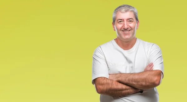 Hombre Mayor Guapo Sobre Fondo Aislado Cara Feliz Sonriendo Con — Foto de Stock