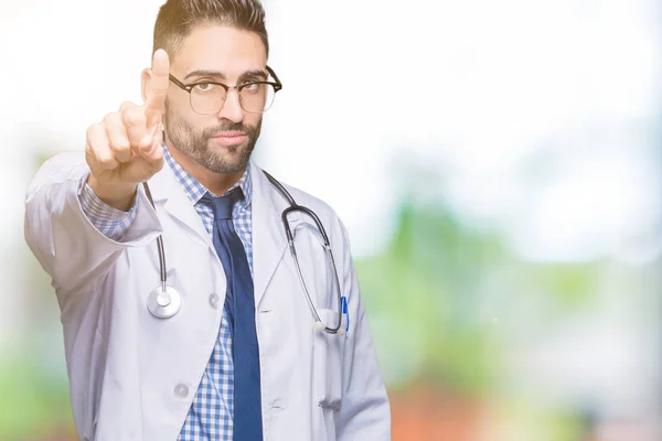 Handsome Young Doctor Man Isolated Background Pointing Finger Angry Expression — Stock Photo, Image