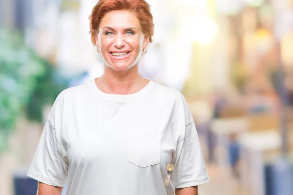 Atrractive Senior Caucasian Redhead Woman Isolated Background Happy Cool Smile — Stock Photo, Image