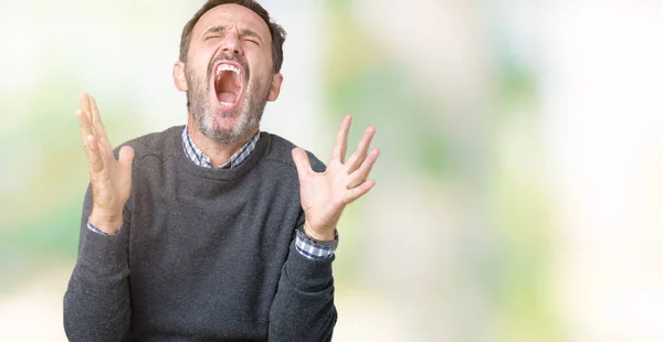 Hombre Mayor Mediana Edad Guapo Usando Suéter Sobre Fondo Aislado —  Fotos de Stock