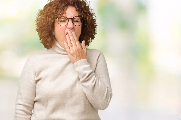 Schöne Seniorin Mittleren Alters Rollkragenpullover Und Brille Über Isoliertem Hintergrund — Stockfoto