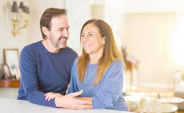 Romantic Middle Age Couple Sitting Together Home — Stock Photo, Image