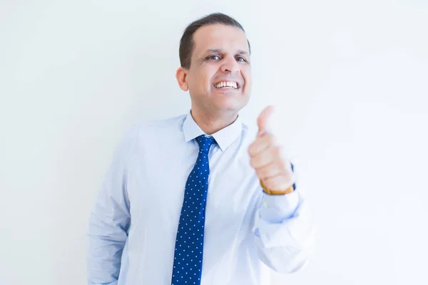 Middle Age Man Doing Postive Gesture Thumbs Smiling Camera — Stock Photo, Image