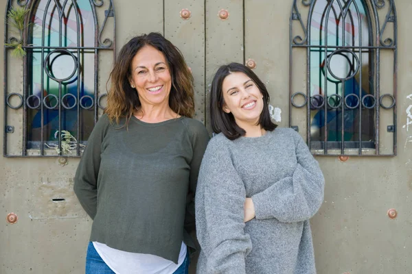 Beautiful Family Mother Daughter Smiling Cheerful Two Happy Women Together — Stock Photo, Image