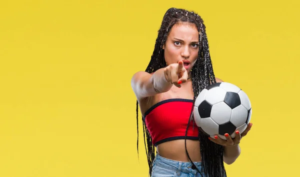 Jeunes Cheveux Tressés Afro Américain Avec Marque Naissance Tenant Ballon — Photo