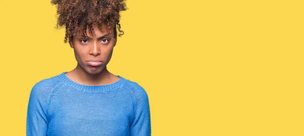 Vackra Unga Afroamerikanska Kvinnan Över Isolerade Bakgrund Deprimerad Och Orolig — Stockfoto