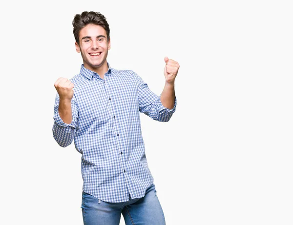 Young Handsome Business Man Isolated Background Very Happy Excited Doing — Stock Photo, Image