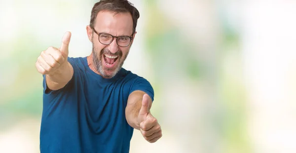 Knappe Middelbare Leeftijd Grijze Senior Man Wearin Bril Geïsoleerde Achtergrond — Stockfoto