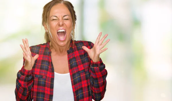 Mujer Adulta Mediana Edad Vistiendo Chaqueta Casual Sobre Fondo Aislado — Foto de Stock