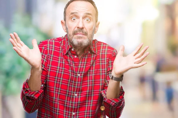 Middle Age Hoary Senior Man Isolated Background Clueless Confused Expression — Stock Photo, Image