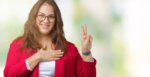 Bella Size Giovane Donna Affari Indossa Giacca Elegante Occhiali Sfondo — Foto Stock