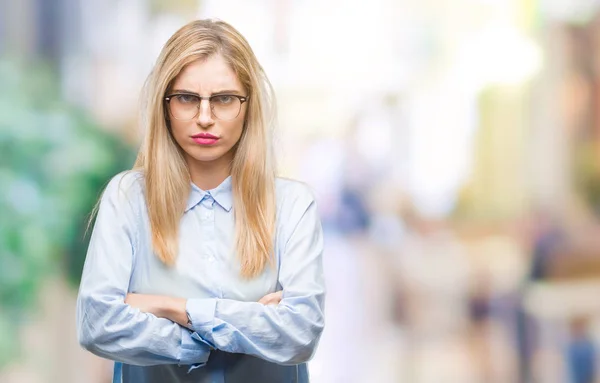 Joven Mujer Negocios Rubia Hermosa Con Gafas Sobre Fondo Aislado —  Fotos de Stock