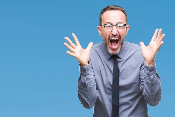 Hombre Negocios Senior Mediana Edad Con Gafas Sobre Fondo Aislado — Foto de Stock