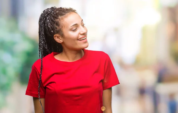 Young Gevlochten Hair Afrikaans Amerikaans Meisje Geïsoleerde Achtergrond Zoek Weg — Stockfoto