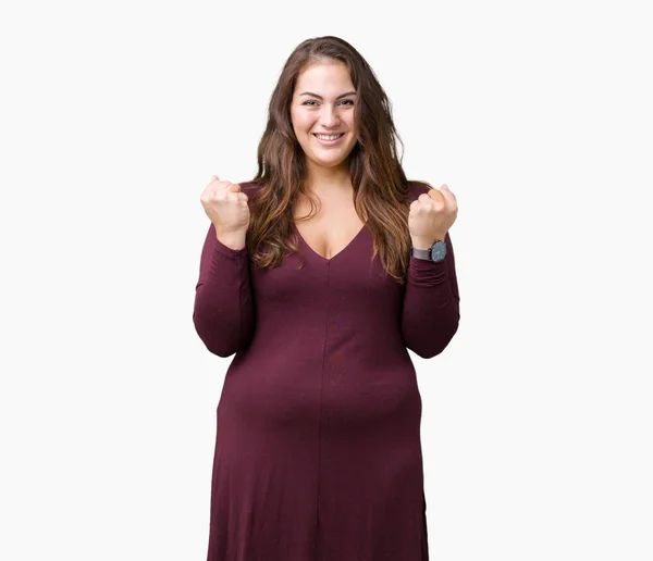 Beautiful Attractive Size Young Woman Wearing Dress Isolated Background Celebrating — Stock Photo, Image