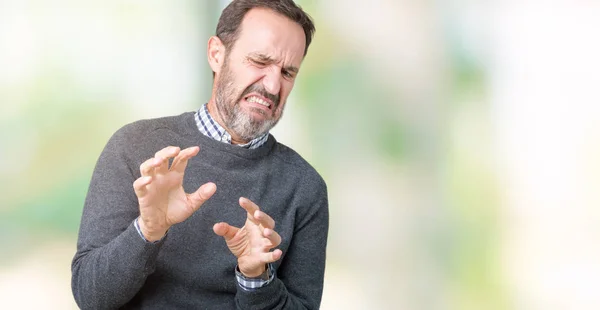 Handsome Middle Age Senior Man Wearing Sweater Isolated Background Disgusted — Stock Photo, Image