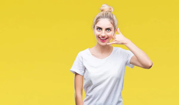 Jonge Mooie Blonde Vrouw Met Witte Shirt Geïsoleerde Achtergrond Doen — Stockfoto