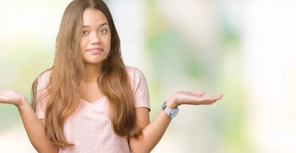 Junge Schöne Brünette Frau Trägt Rosa Shirt Über Isoliertem Hintergrund — Stockfoto