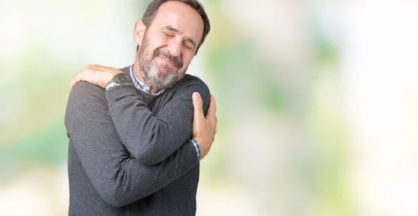 Pria Tua Tampan Setengah Baya Mengenakan Sweater Atas Latar Belakang — Stok Foto