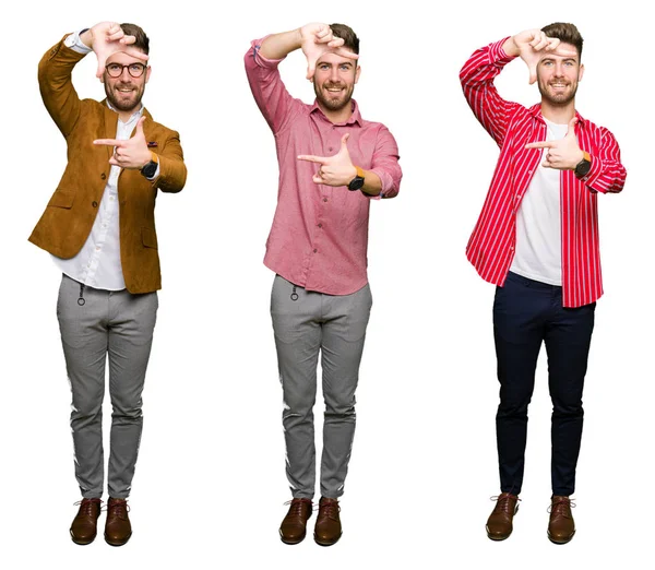 Collage Joven Hombre Negocios Guapo Sobre Fondo Blanco Aislado Sonriendo —  Fotos de Stock