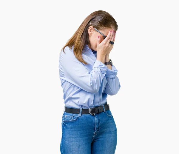 Schöne Reife Geschäftsfrau Mittleren Alters Mit Brille Vor Isoliertem Hintergrund — Stockfoto