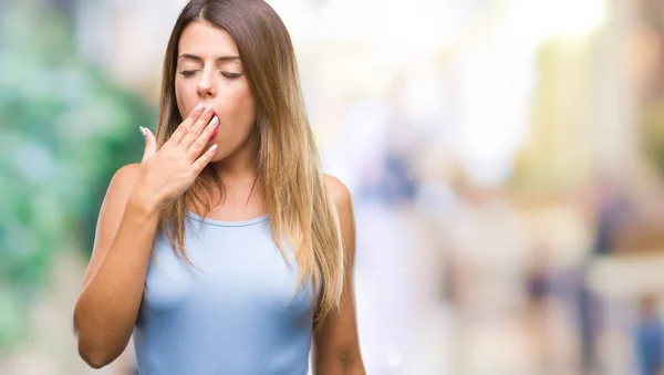 Young Beautiful Elegant Business Woman Isolated Background Bored Yawning Tired — Stock Photo, Image