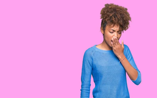 Beautiful Young African American Woman Isolated Background Bored Yawning Tired — Stock Photo, Image