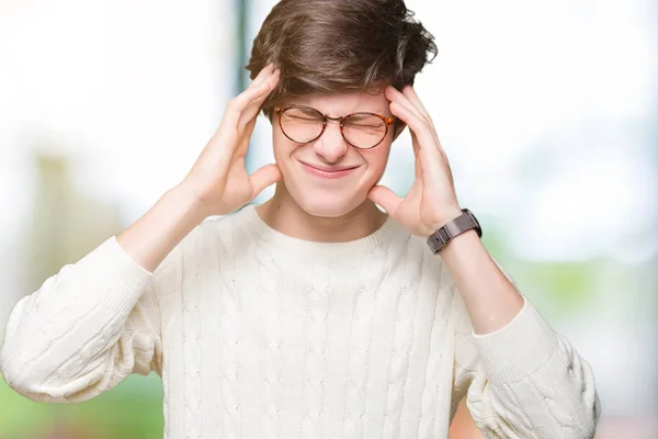 Junger Gutaussehender Mann Mit Brille Über Isoliertem Hintergrund Der Unter — Stockfoto