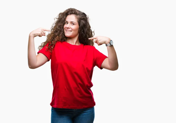 Schöne Brünette Lockige Haare Junges Mädchen Mit Lässigem Blick Über — Stockfoto