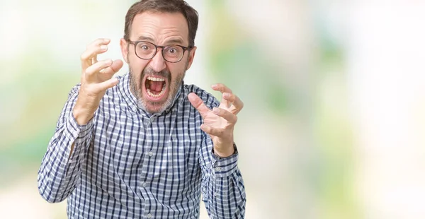 Guapo Mediana Edad Elegante Hombre Mayor Con Gafas Sobre Fondo —  Fotos de Stock