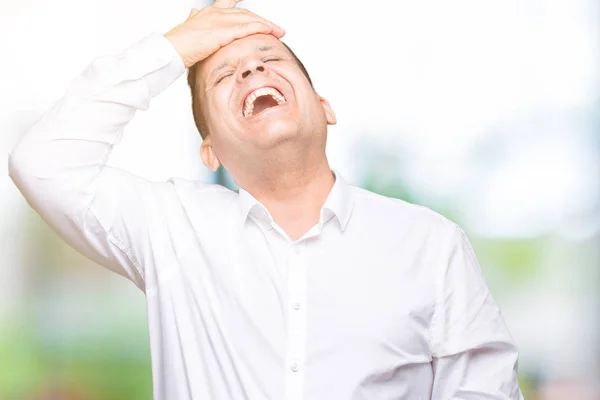 Edad Media Árabe Elegante Hombre Sobre Fondo Aislado Sonriendo Con —  Fotos de Stock