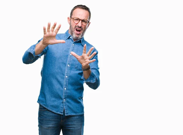 Edad Media Hoary Hombre Mayor Con Gafas Sobre Fondo Aislado — Foto de Stock