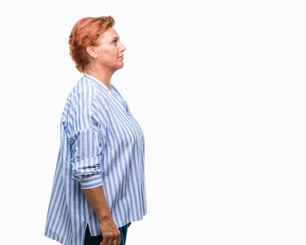 Atrractive Senior Caucasian Redhead Woman Isolated Background Looking Side Relax — Stock Photo, Image