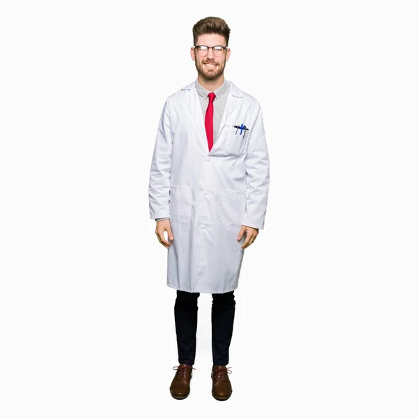 Young Handsome Scientist Man Wearing Glasses Winking Looking Camera Sexy — Stock Photo, Image