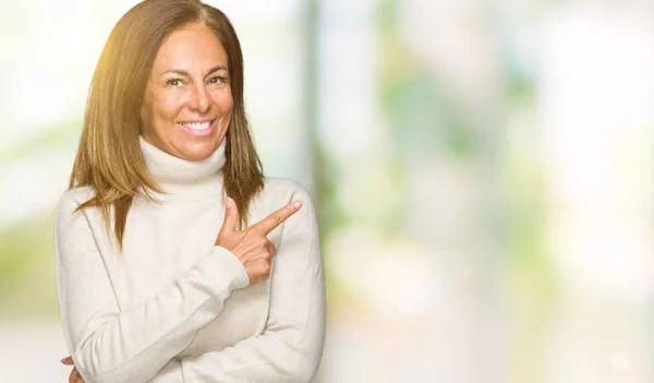 Schöne Erwachsene Frau Mittleren Alters Trägt Winterpullover Über Isoliertem Hintergrund — Stockfoto