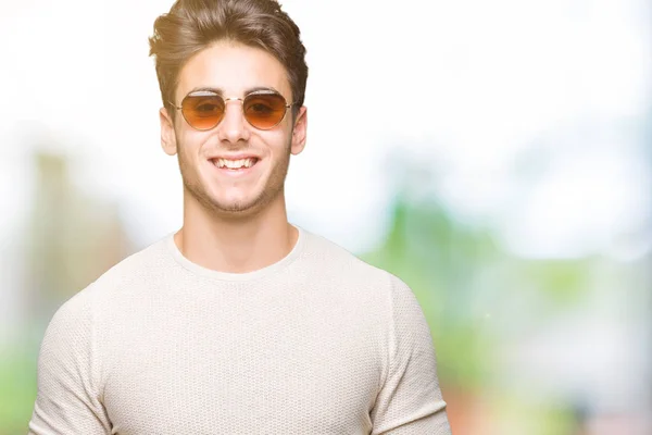 Young Handsome Man Wearing Sunglasses Isolated Background Happy Cool Smile — Stock Photo, Image