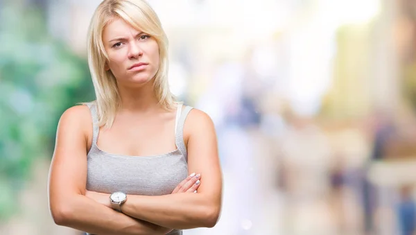 Young Beautiful Blonde Woman Isolated Background Skeptic Nervous Disapproving Expression — Stock Photo, Image
